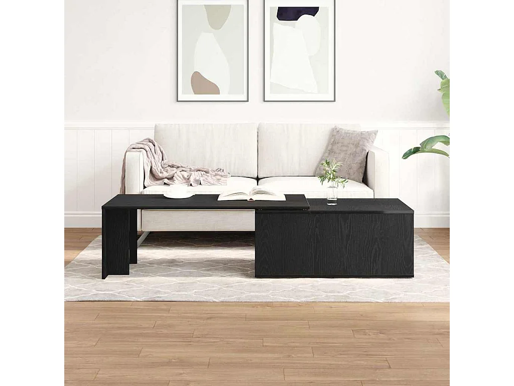 Mesa de Café Roble negro 150 x 50 x 35 cm Madera contrachapada