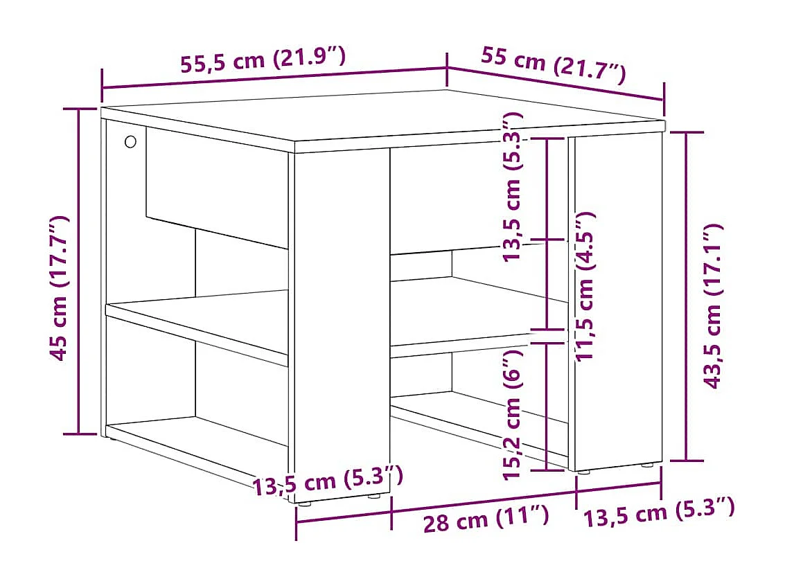 Table basse Chêne noir 55,5 x 55 x 45 cm Bois d'ingénierie