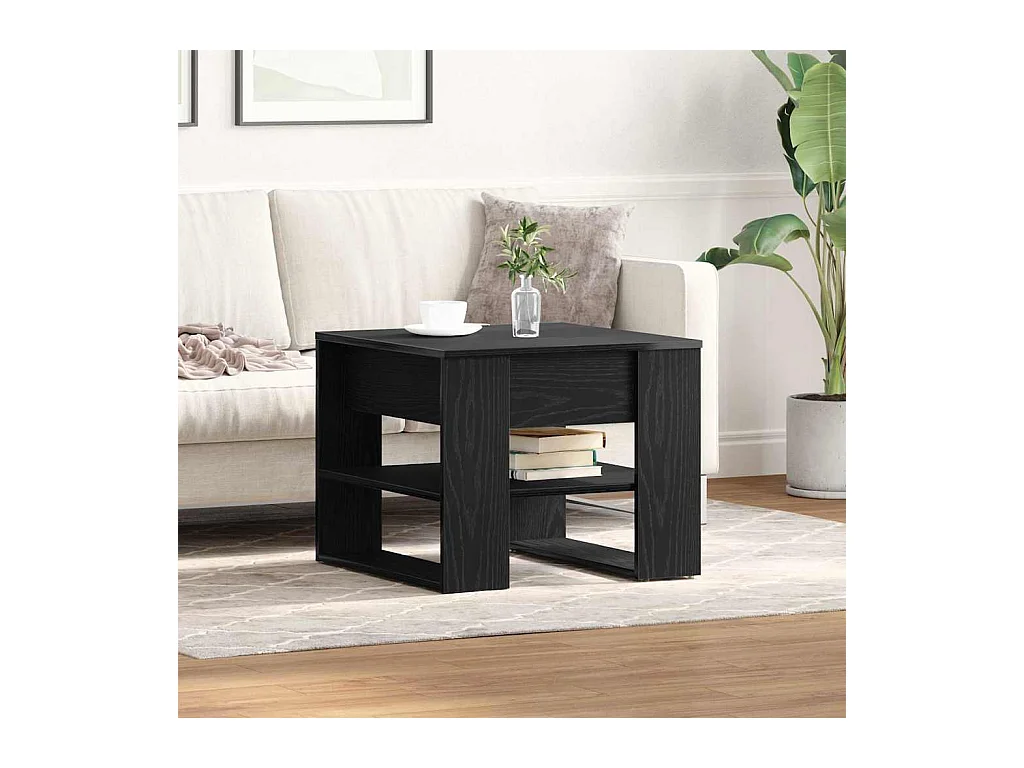 Salontafel Zwart eiken 55,5 x 55 x 45 cm Bewerkt hout