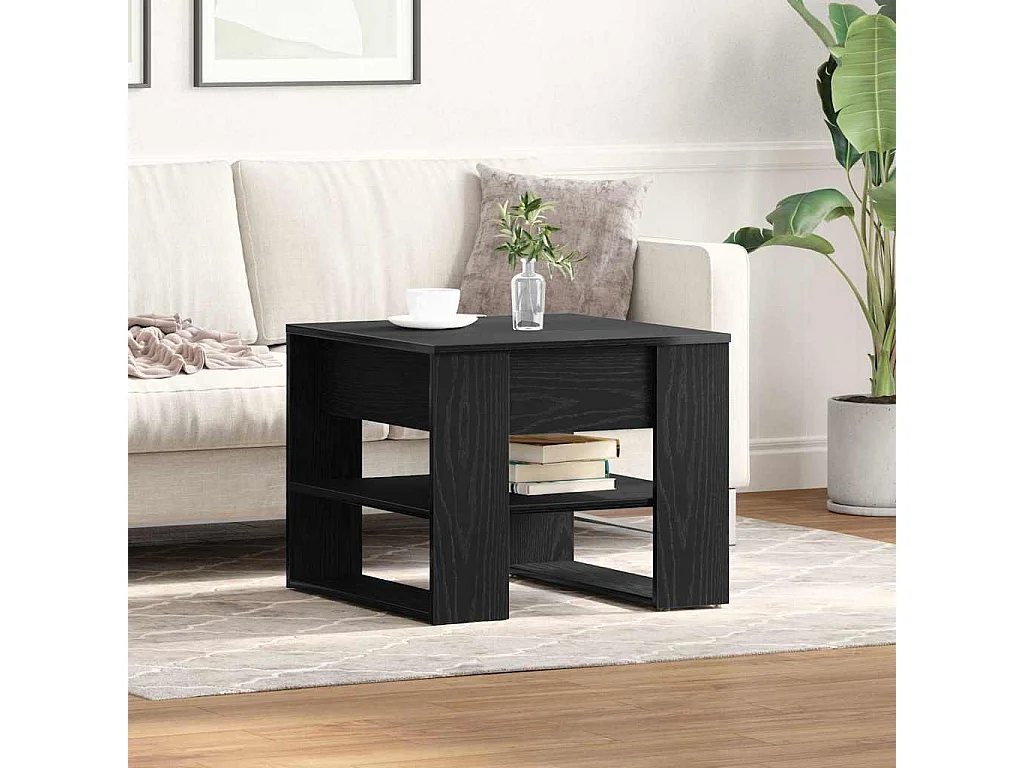 Mesa de Café Roble negro 55.5 x 55 x 45 cm Madera contrachapada