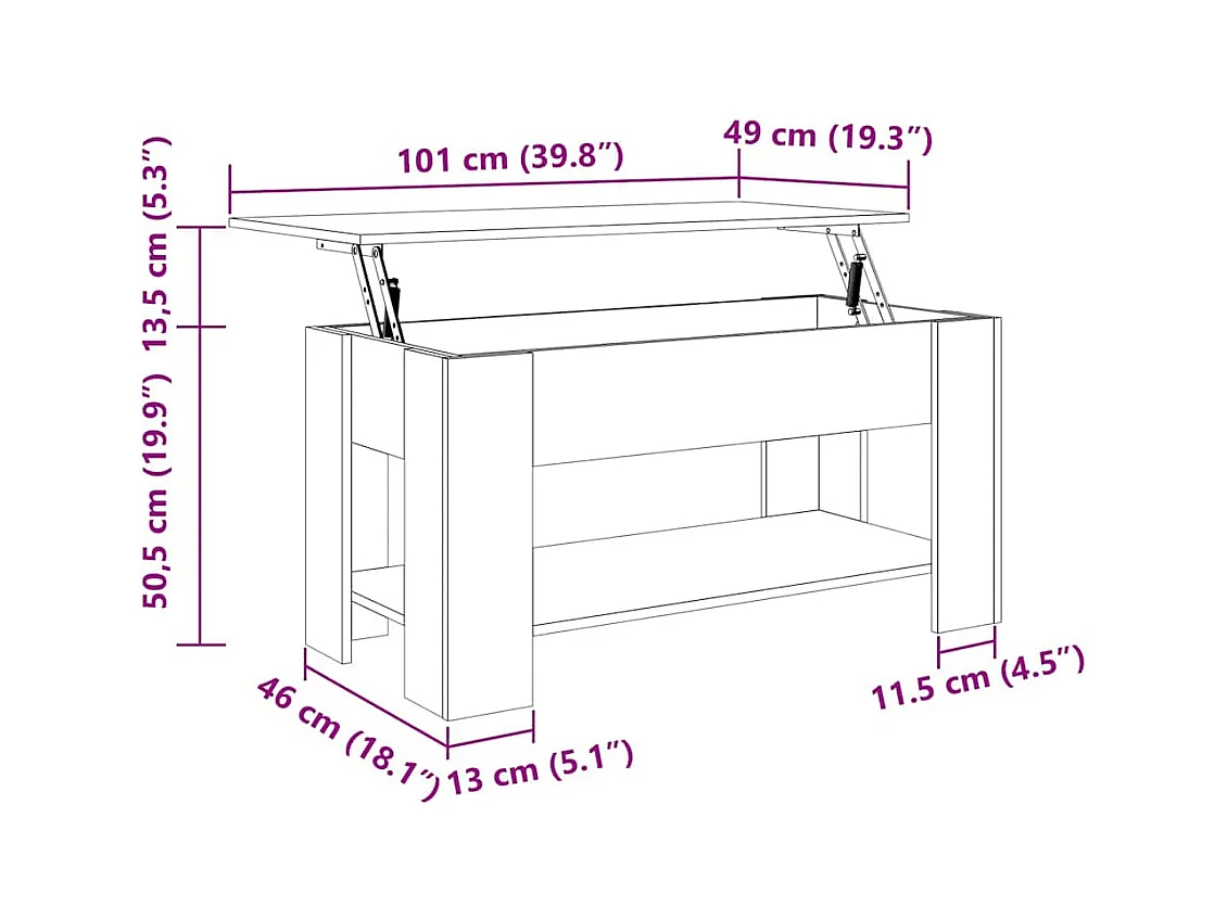 Table basse Chêne noir 101 x 49 x 52 cm Bois d'ingénierie