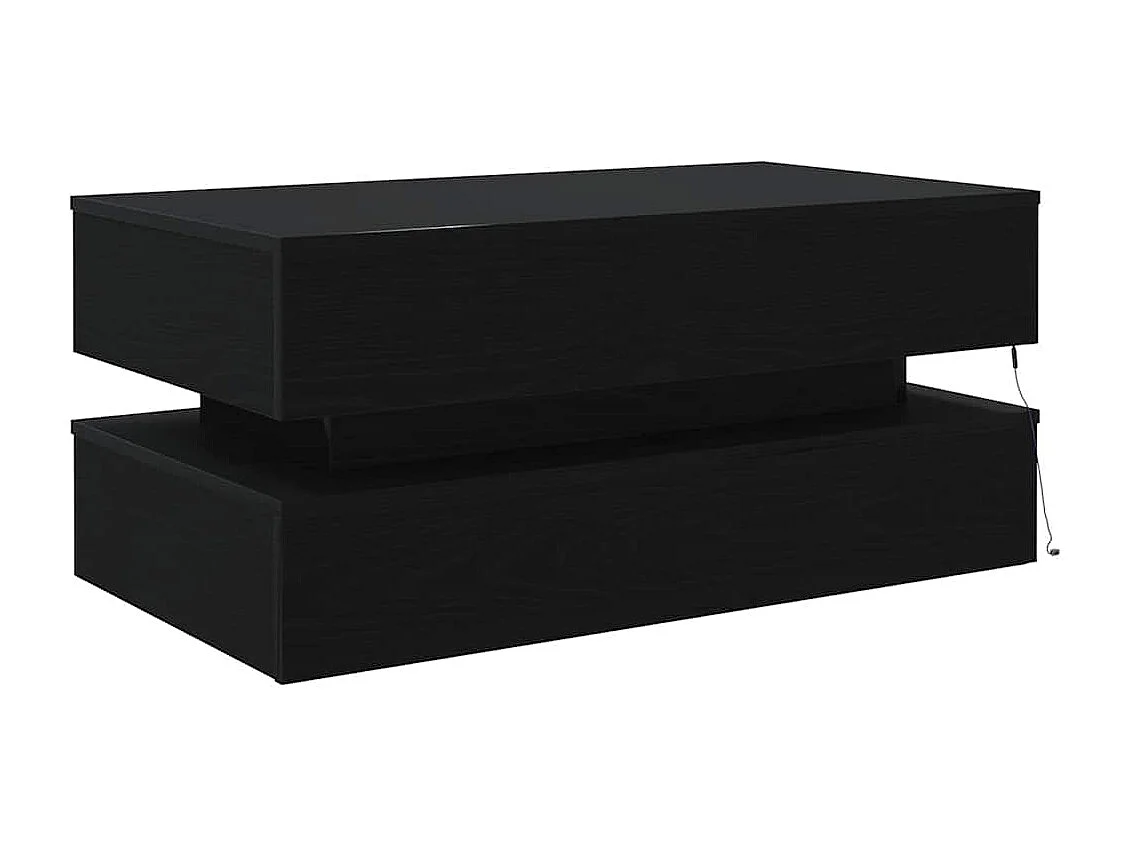 Table basse avec lumières LED chêne noir 90x50x40 cm
