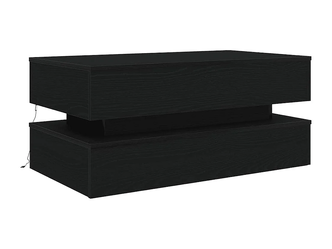 Table basse avec lumières LED chêne noir 90x50x40 cm