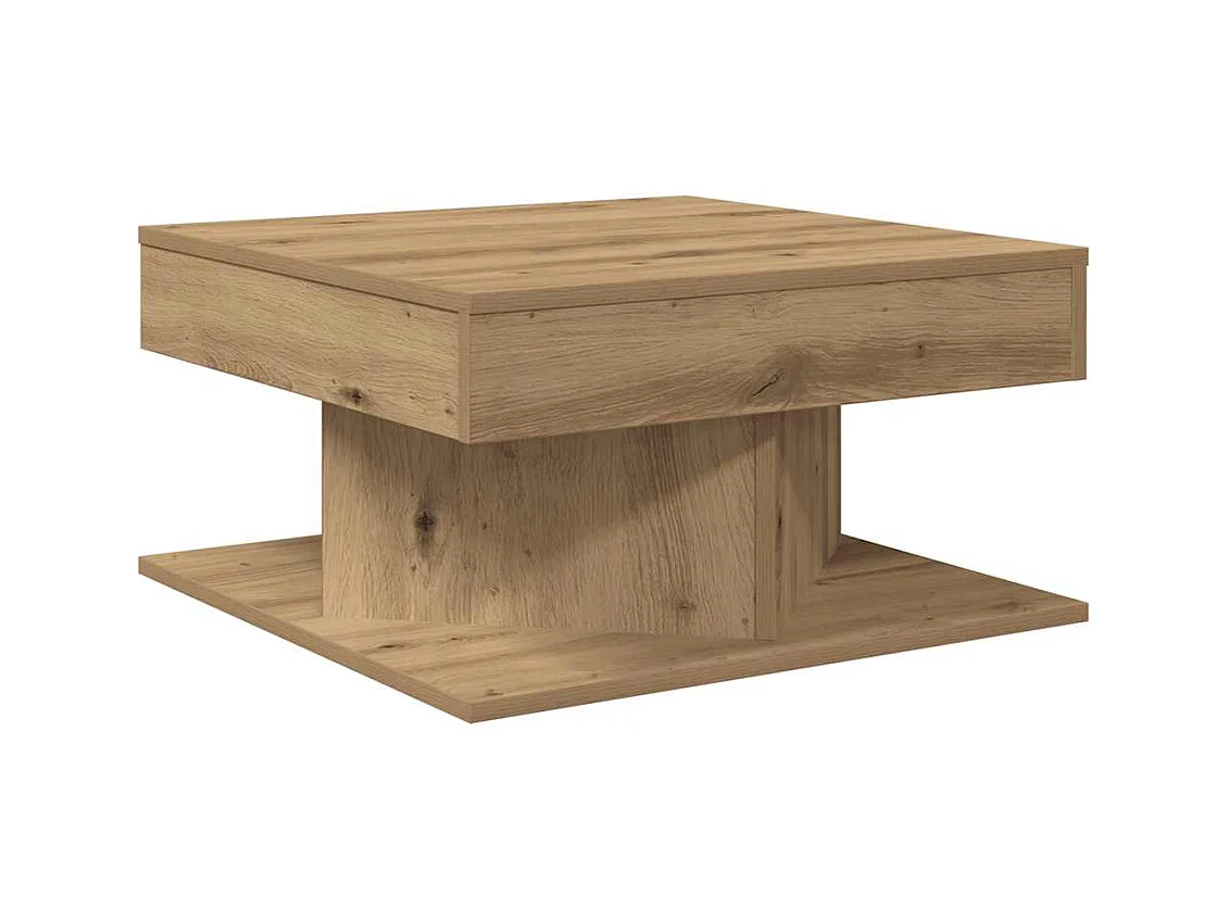 Table basse chêne artisanal 55x55x30 cm bois d'ingénierie