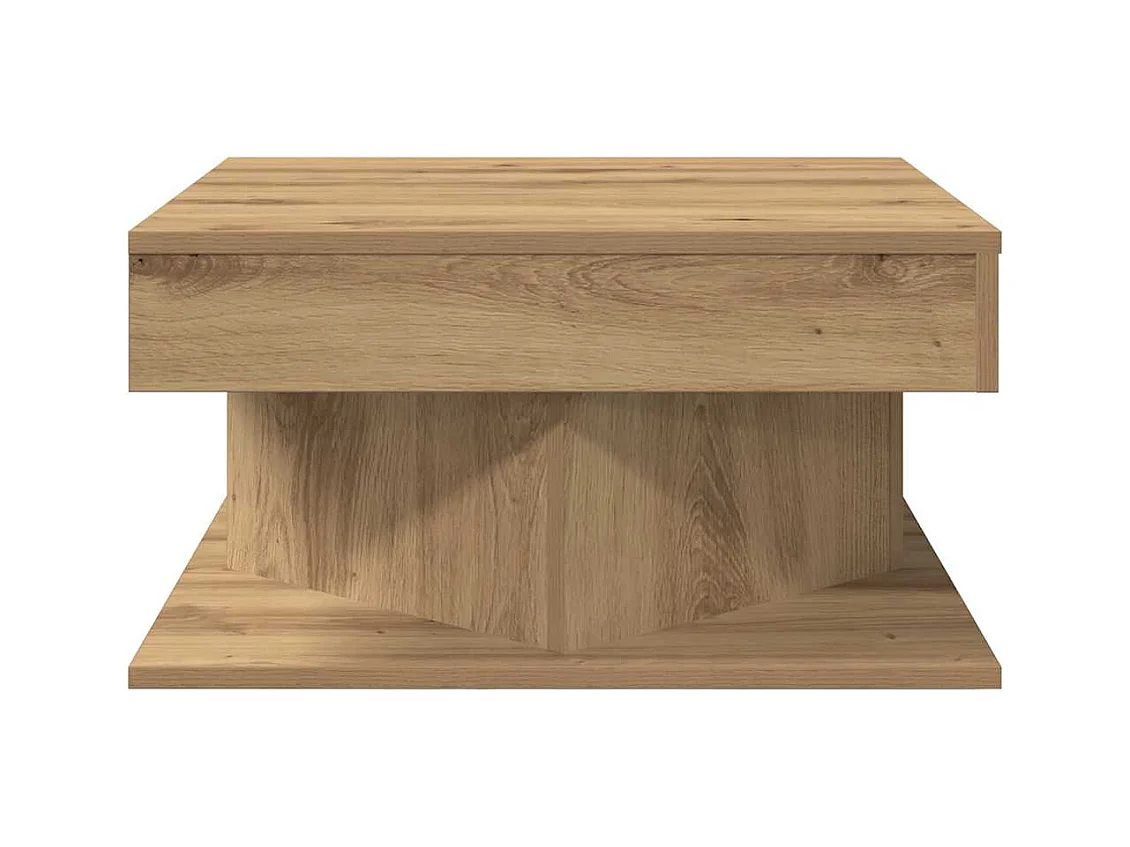 Table basse chêne artisanal 55x55x30 cm bois d'ingénierie