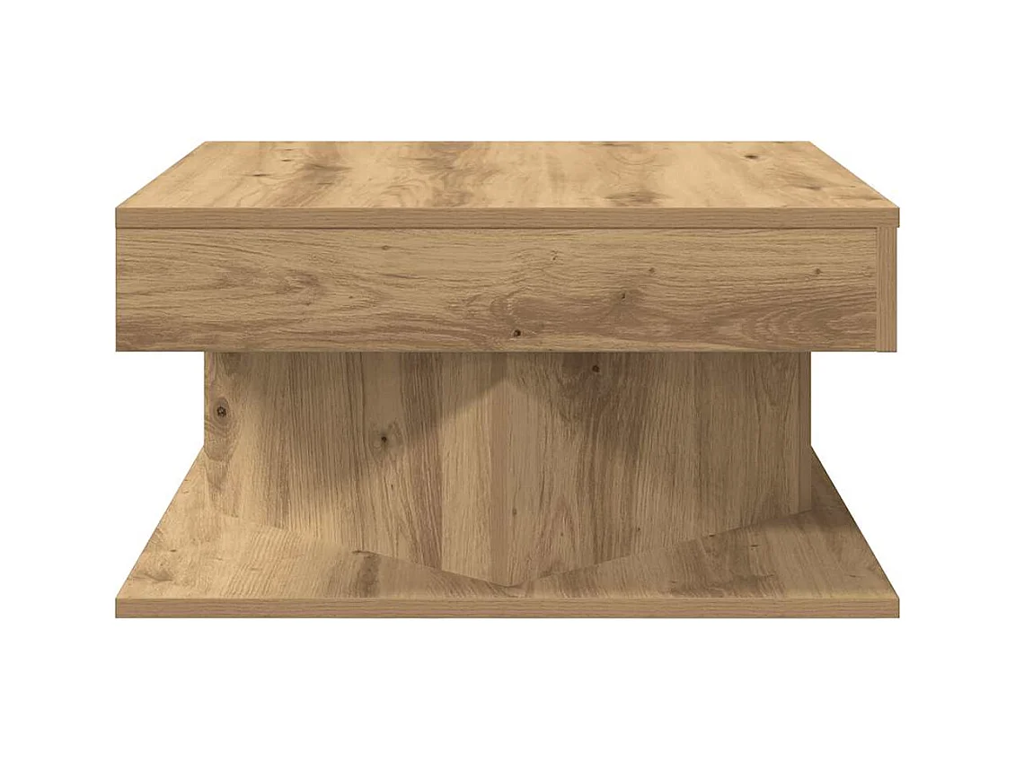 Table basse chêne artisanal 55x55x30 cm bois d'ingénierie