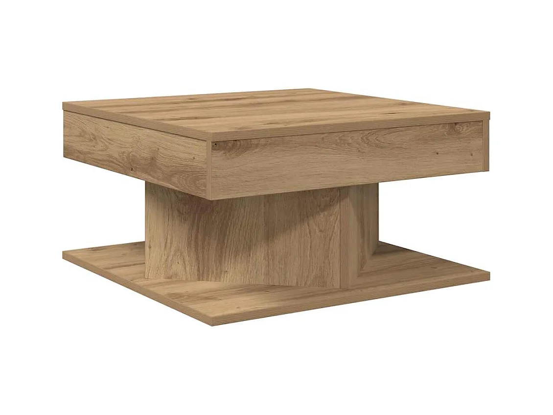 Table basse chêne artisanal 55x55x30 cm bois d'ingénierie