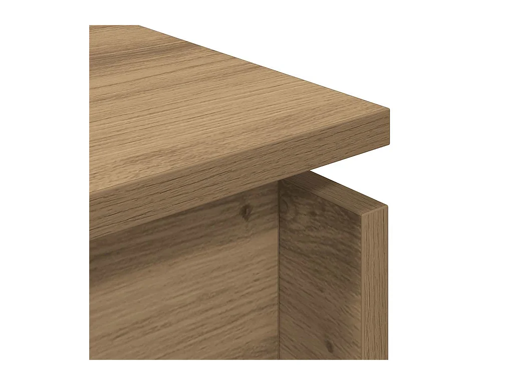 Table basse chêne artisanal 68x50x38 cm bois d'ingénierie