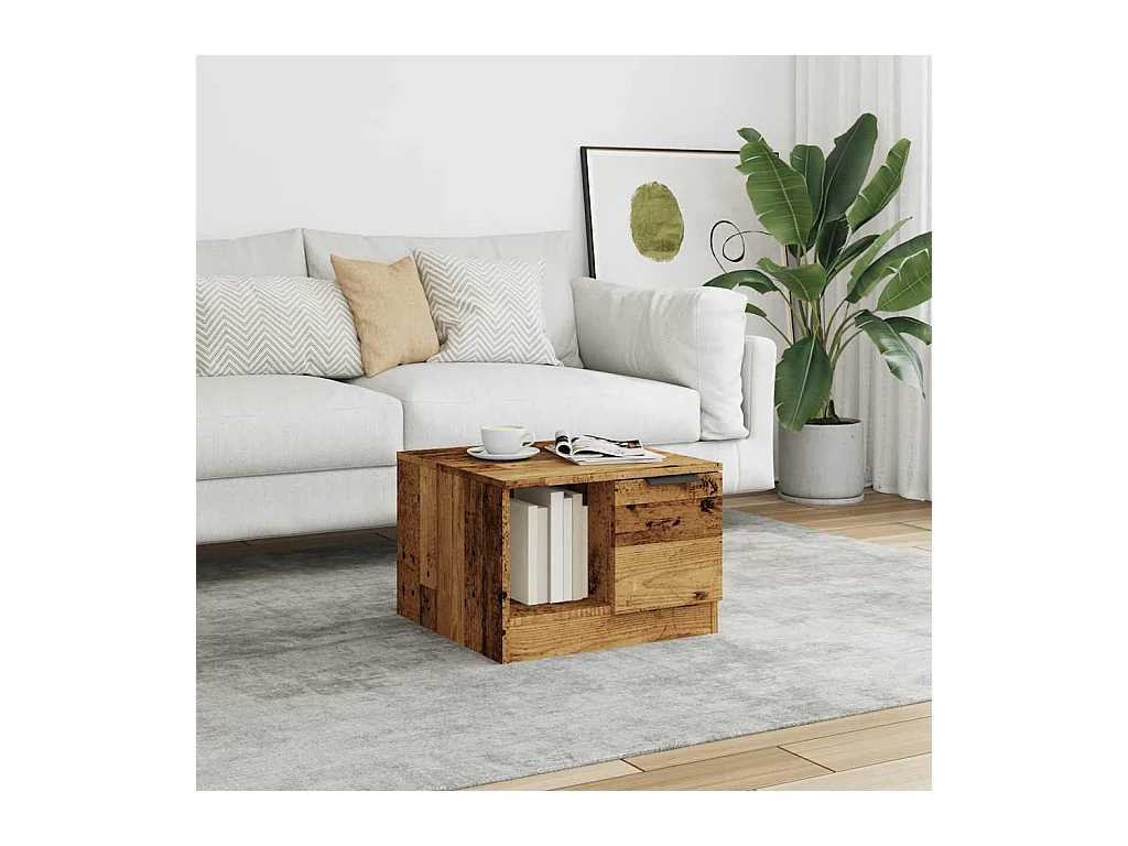 Table basse vieux bois 50x50x36 cm bois d'ingénierie