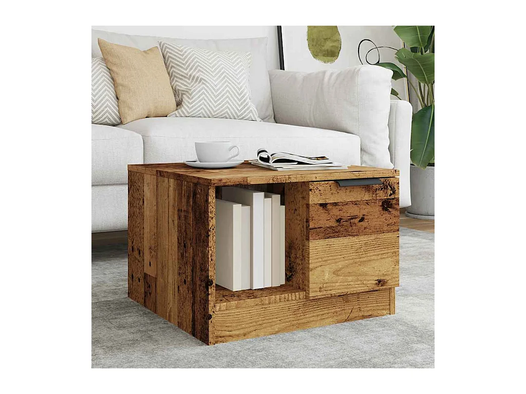 Table basse vieux bois 50x50x36 cm bois d'ingénierie