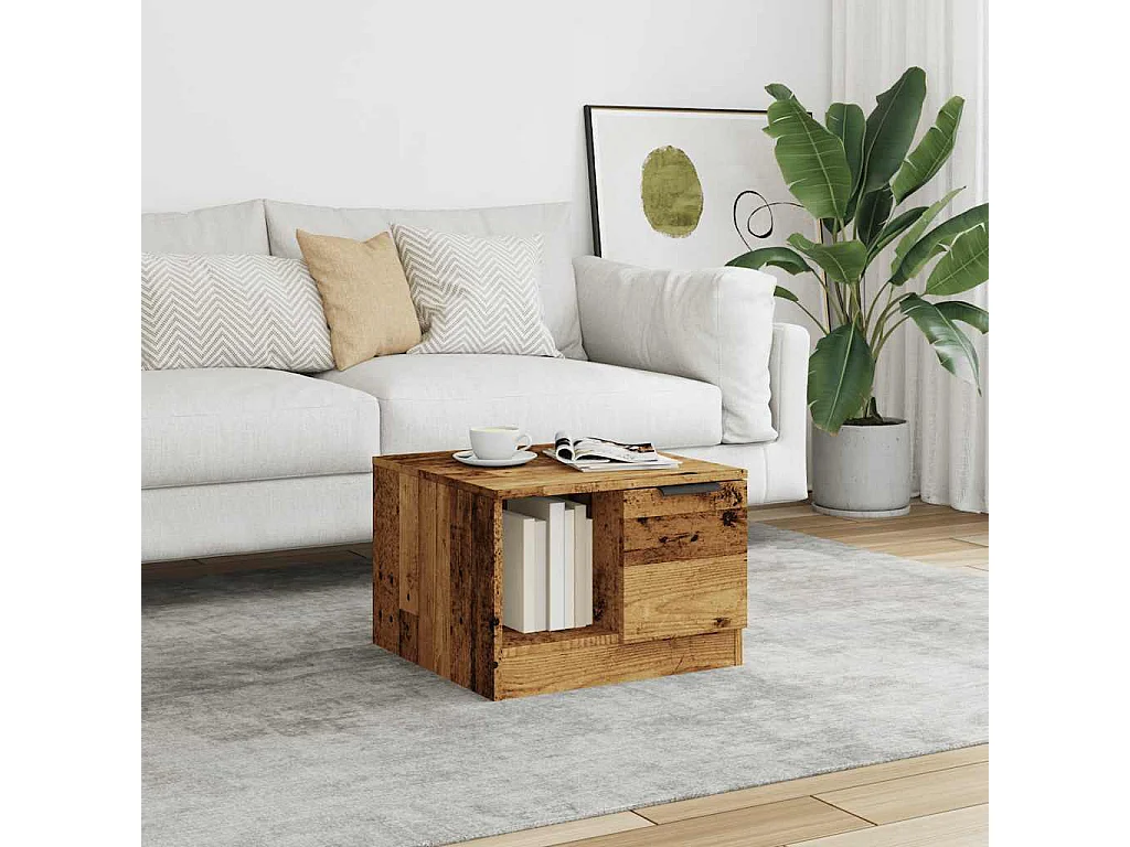 Salontafel 50x50x36 cm bewerkt hout oud houtkleurig