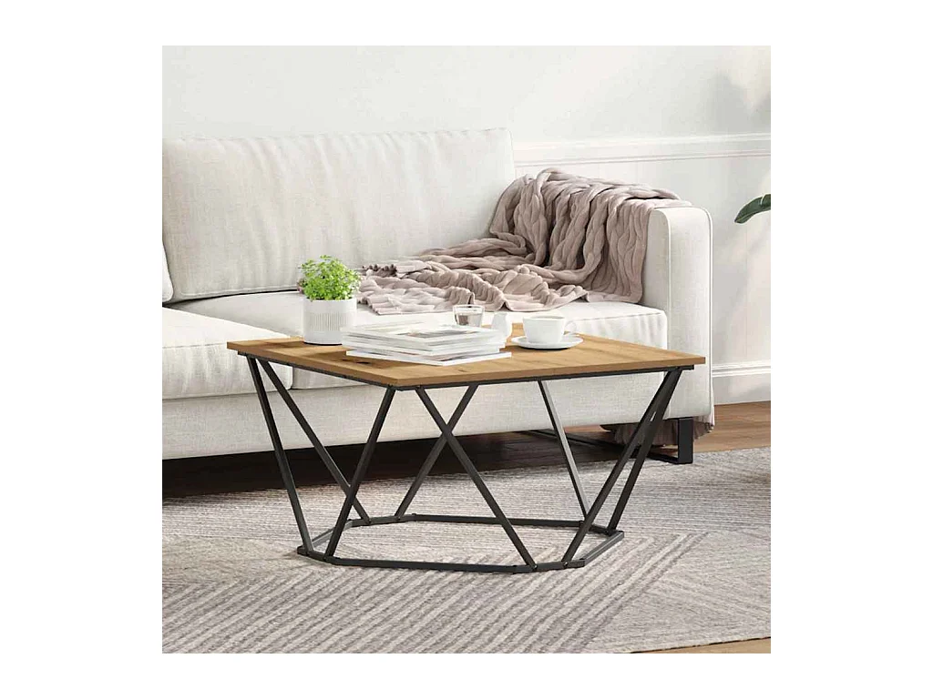 Salontafel artisanaal eikenkleurig 80 x 80 x 45 cm