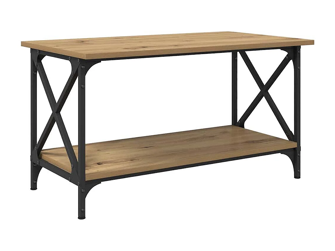 Table basse chêne artisanal 80 x 45 x 45.5 cm Bois d'ingénierie