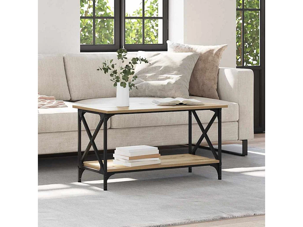 Table basse chêne artisanal 80 x 45 x 45.5 cm Bois d'ingénierie