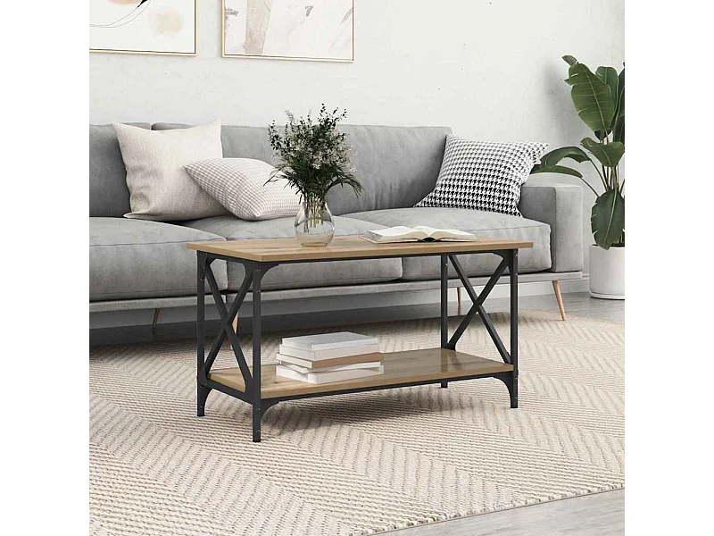 Table basse chêne artisanal 80 x 45 x 45.5 cm Bois d'ingénierie