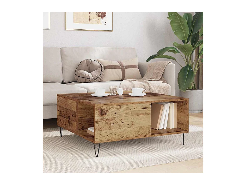 Table basse Bois ancien 80 x 80 x 36,5 cm Bois d'ingénierie