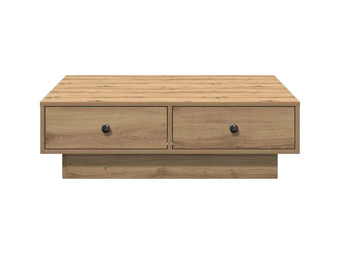 Table basse chêne artisanal 90 x 90 x 28 cm Bois d'ingénierie