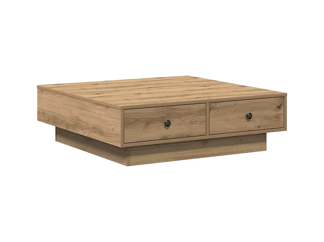 Table basse chêne artisanal 90 x 90 x 28 cm Bois d'ingénierie