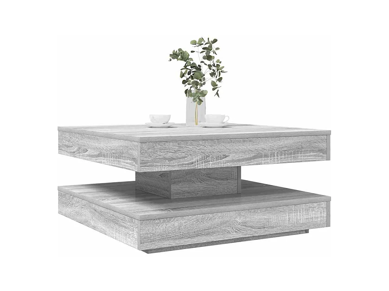 Table basse rotative à 360 degrés sonoma gris 70x70x34,5 cm