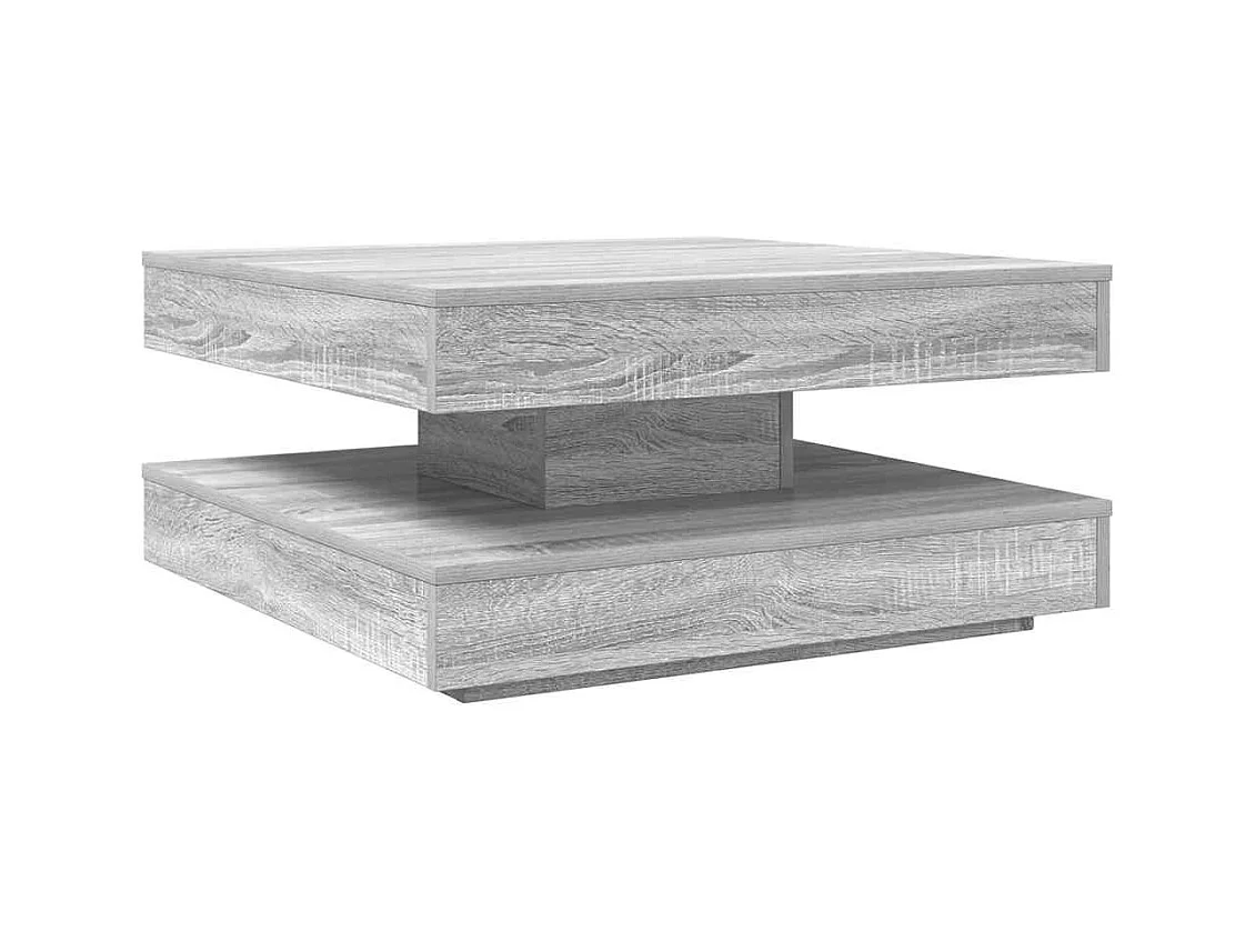 Table basse rotative à 360 degrés sonoma gris 70x70x34,5 cm