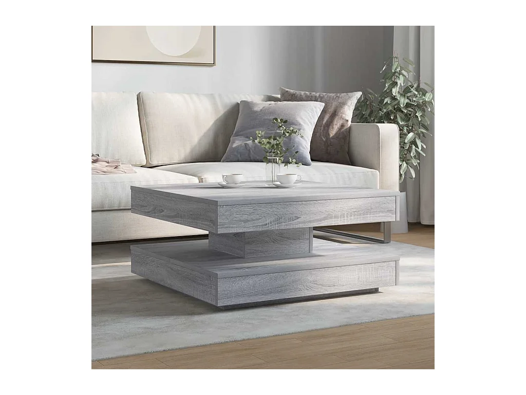 Table basse rotative à 360 degrés sonoma gris 70x70x34,5 cm