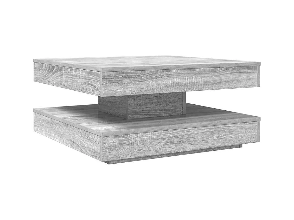 Table basse rotative à 360 degrés sonoma gris 70x70x34,5 cm