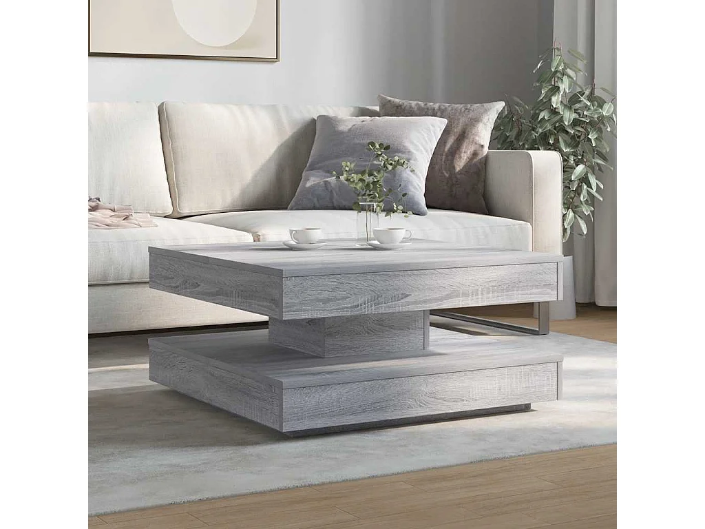 Mesa de centro giratoria 360 grados gris Sonoma 70x70x34,5 cm