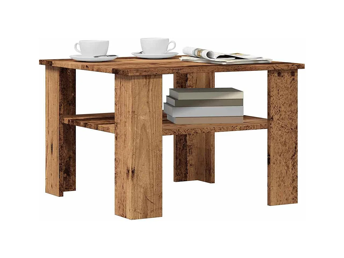 Salontafel 60x60x42 cm bewerkt hout oud houtkleurig
