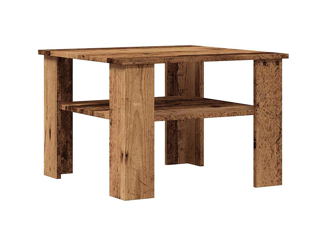 Salontafel 60x60x42 cm bewerkt hout oud houtkleurig