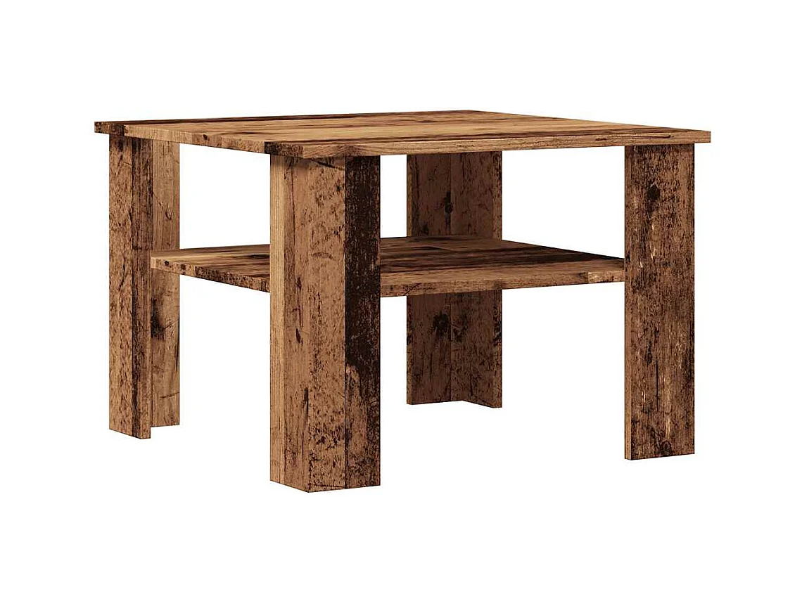 Salontafel 60x60x42 cm bewerkt hout oud houtkleurig