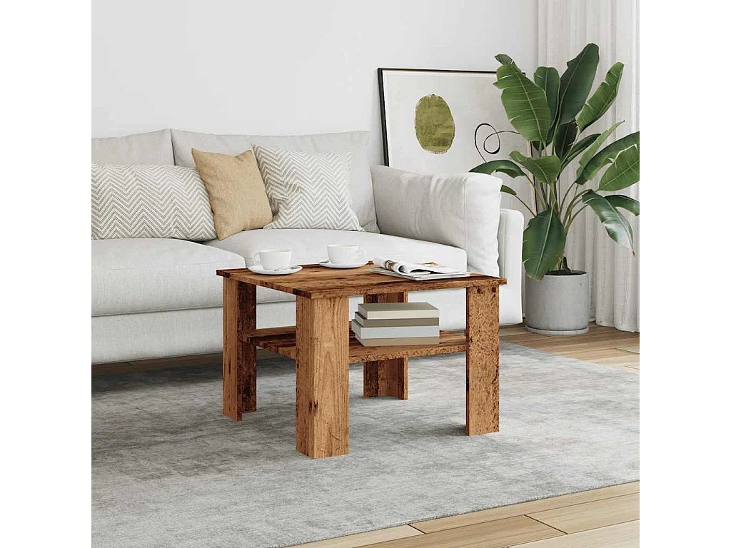 Table basse vieux bois 60x60x42 cm bois d'ingénierie