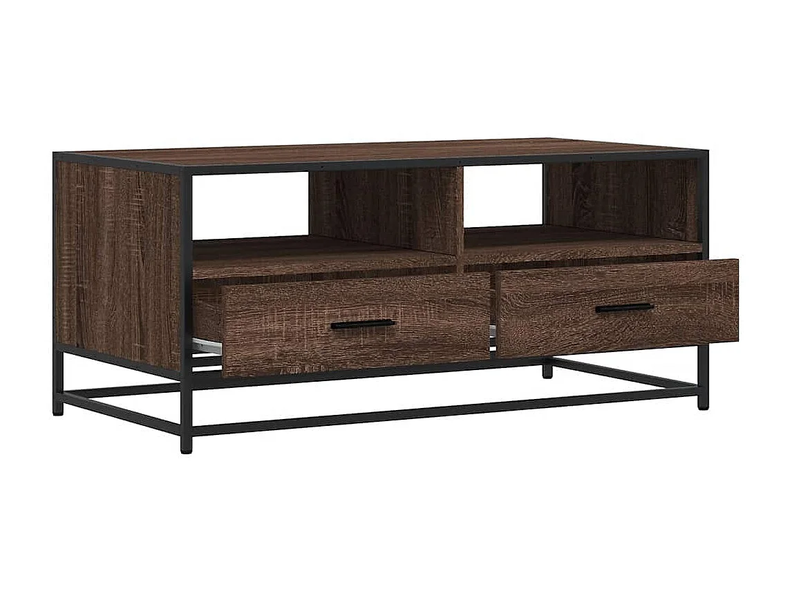 Mesa centro 100x50x45cm deriv. madeira/metal carvalho castanho