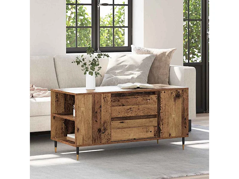 Table basse Bois ancien 102 x 44,5 x 50 cm Bois d'ingénierie