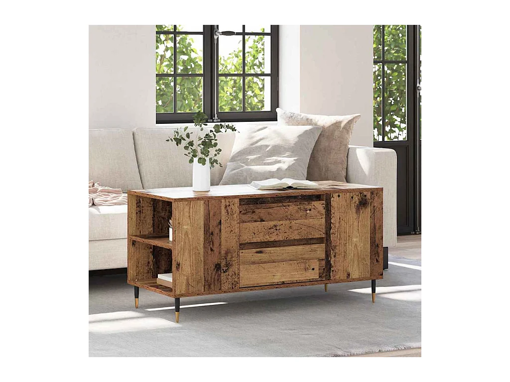 Table basse Bois ancien 102 x 44,5 x 50 cm Bois d'ingénierie