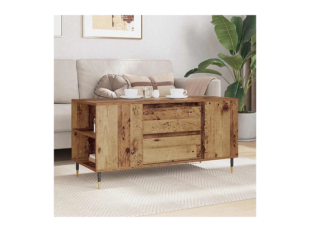 Table basse Bois ancien 102 x 44,5 x 50 cm Bois d'ingénierie