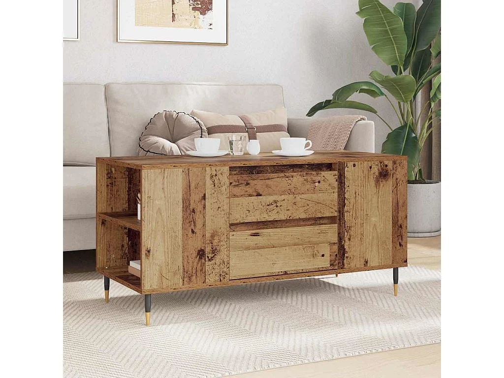 Table basse Bois ancien 102 x 44,5 x 50 cm Bois d'ingénierie