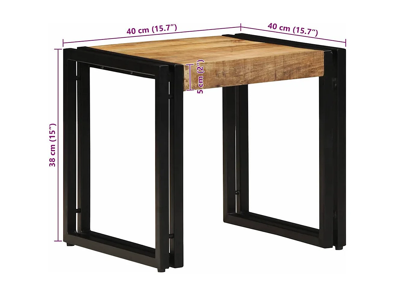 Mesa de Café Marrón 40 x 40 x 38 cm madera maciza de mango