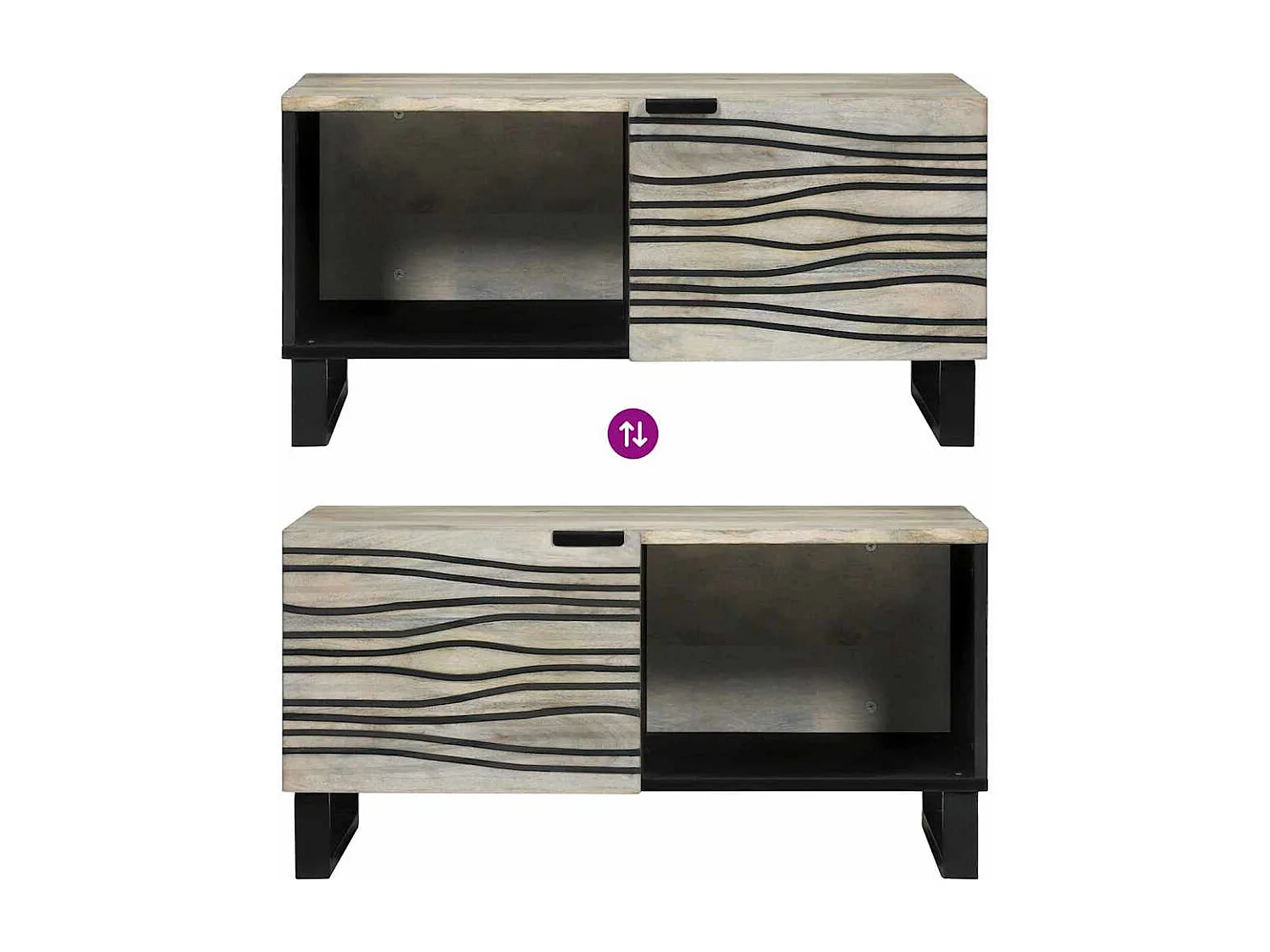 Table basse Beige et Noir 80 x 50 x 40 cm