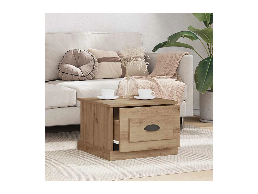 Table basse chêne artisanal 50 x 50 x 35 cm Bois d'ingénierie