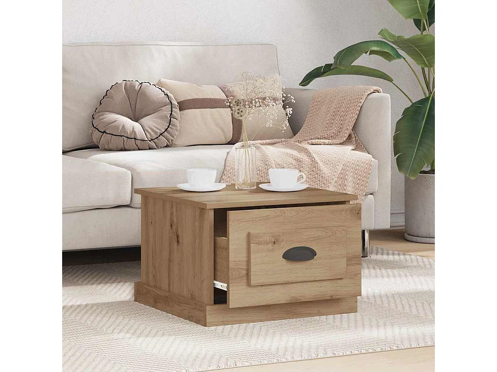 Table basse chêne artisanal 50 x 50 x 35 cm Bois d'ingénierie