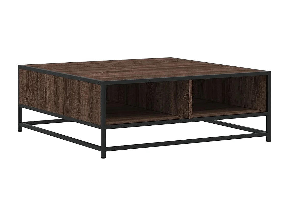 Table basse chêne marron 80x80x30 cm bois d'ingénierie et métal