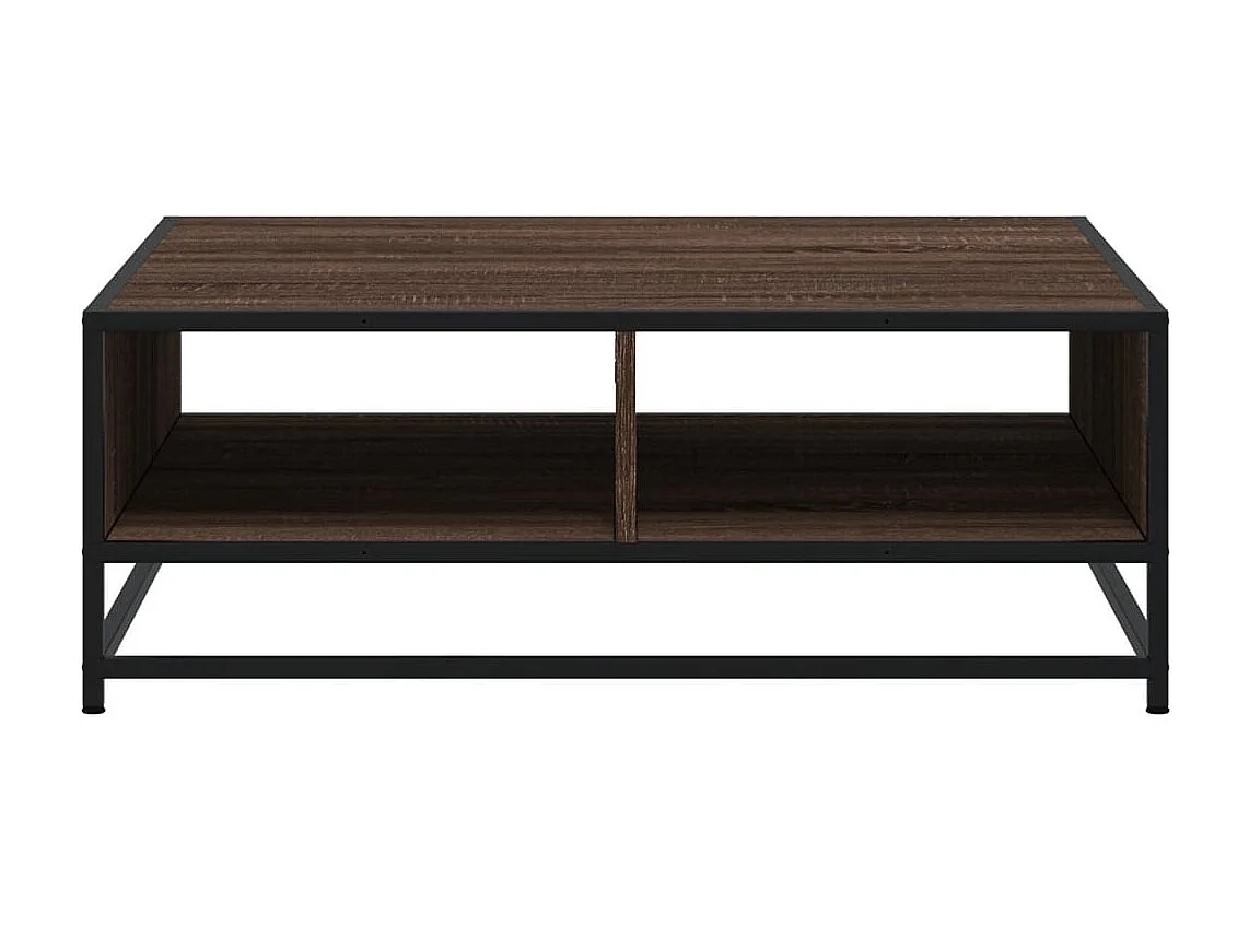 Mesa de centro madera ingeniería metal marrón roble 80x80x30 cm