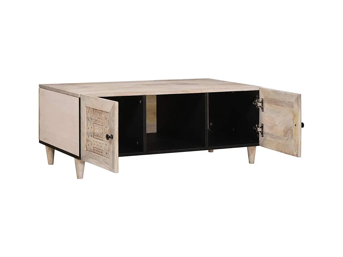 Table basse Beige 100 x 54 x 40 cm bois de manguier massif