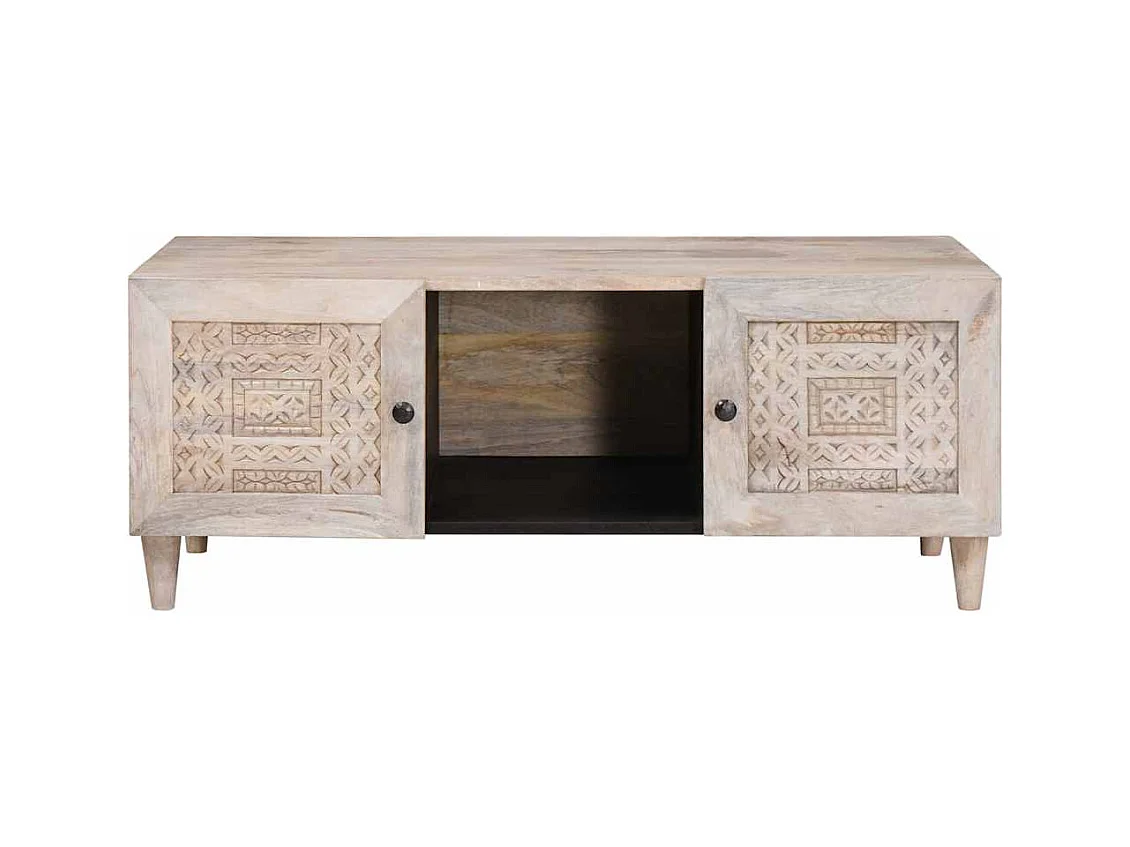 Table basse Beige 100 x 54 x 40 cm bois de manguier massif