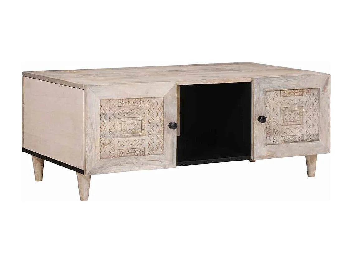 Mesa de centro com prateleira com porta Bege 100 x 54 x 40 cm