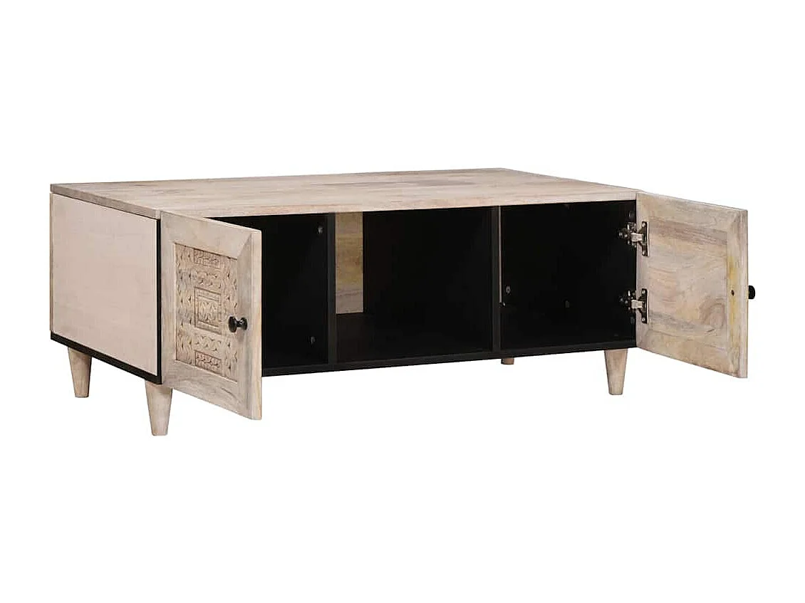 Mesa de centro com prateleira com porta Bege 100 x 54 x 40 cm