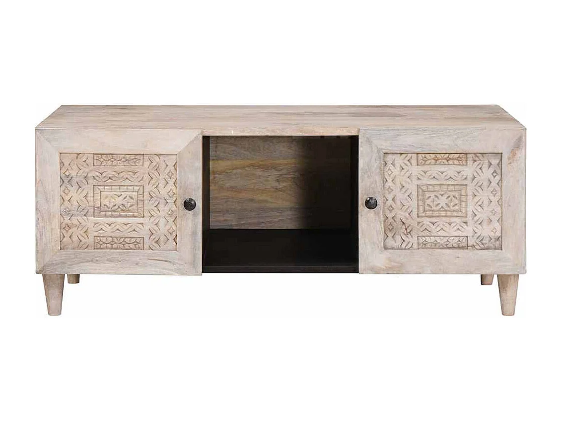 Mesa de centro com prateleira com porta Bege 100 x 54 x 40 cm