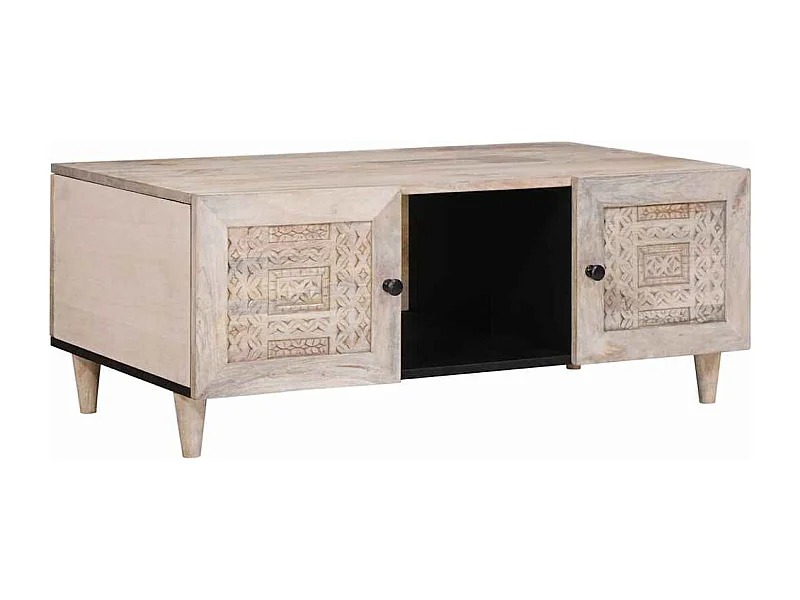 Mesa de centro com prateleira com porta Bege 100 x 54 x 40 cm