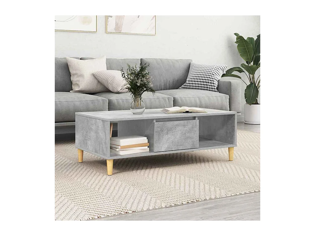 Table basse Gris béton 103,5 x 60 x 35 cm Bois d'ingénierie