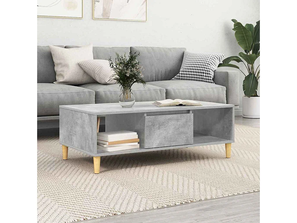 Table basse Gris béton 103,5 x 60 x 35 cm Bois d'ingénierie